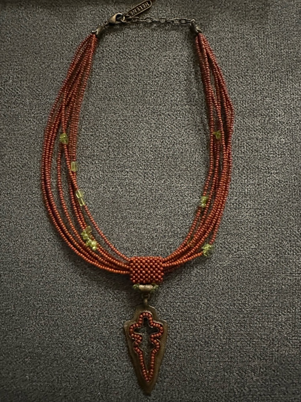 Beaded Red Multi-Strand Pendant Necklace - Unbranded